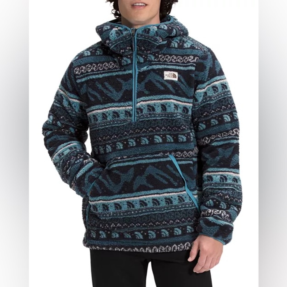 The North Face Campshire Mountain Fair Isle Print Relaxed Fit Quarter Zip Hoodie